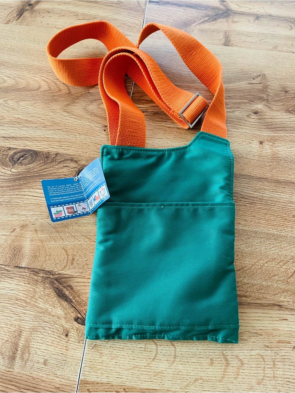 Orange and Green Woven Mini Crossbody Bag with Adjustable Strap - Picture 2 of 3